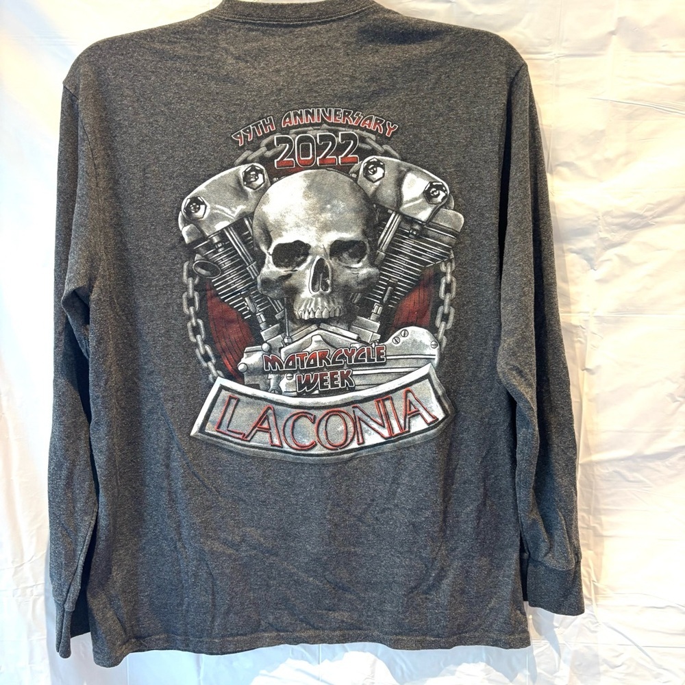 Laconia Bike Week 2022 Skull Gray Red SZ L NWOT